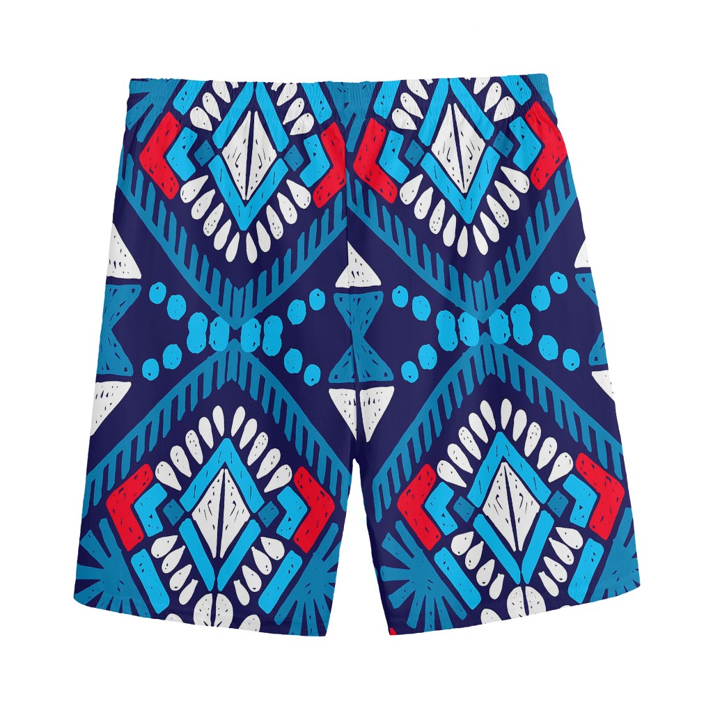 Blue And Red Aztec Pattern Print Men's Sports Shorts