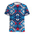 Blue And Red Aztec Pattern Print Men's Athletic T-Shirt