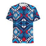 Blue And Red Aztec Pattern Print Men's Sports T-Shirt
