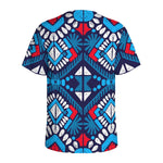Blue And Red Aztec Pattern Print Men's Sports T-Shirt