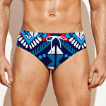 Blue And Red Aztec Pattern Print Men's Swim Briefs