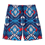 Blue And Red Aztec Pattern Print Men's Swim Trunks
