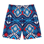 Blue And Red Aztec Pattern Print Men's Swim Trunks