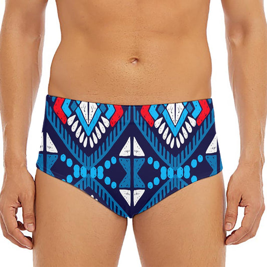 Blue And Red Aztec Pattern Print Men's Triangle Swim Briefs