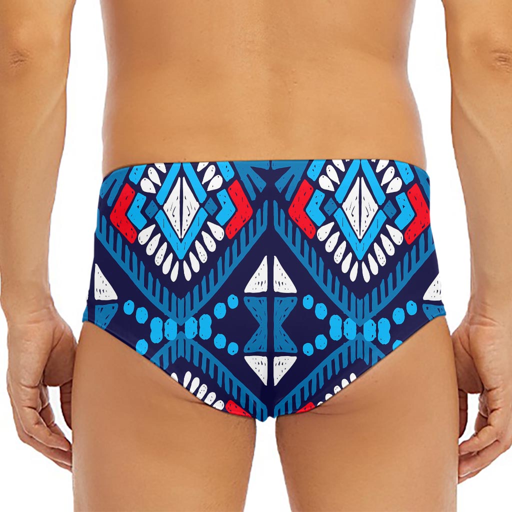 Blue And Red Aztec Pattern Print Men's Triangle Swim Briefs