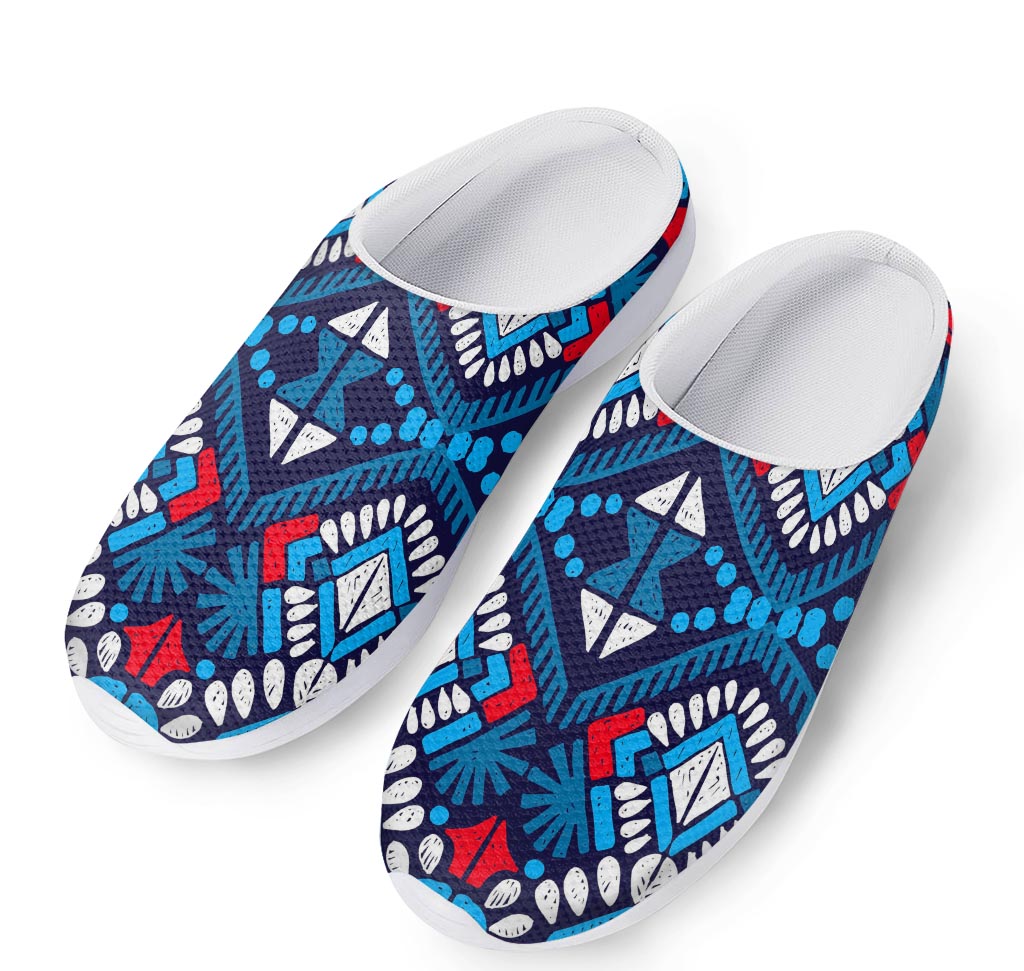 Blue And Red Aztec Pattern Print Mesh Casual Shoes