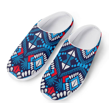 Blue And Red Aztec Pattern Print Mesh Casual Shoes