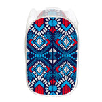 Blue And Red Aztec Pattern Print Mesh Laundry Hamper