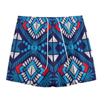 Blue And Red Aztec Pattern Print Mesh Shorts