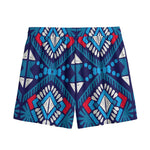 Blue And Red Aztec Pattern Print Mesh Shorts