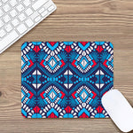 Blue And Red Aztec Pattern Print Mouse Pad