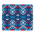 Blue And Red Aztec Pattern Print Mouse Pad