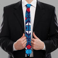 Blue And Red Aztec Pattern Print Necktie