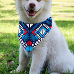 Blue And Red Aztec Pattern Print Over The Collar Dog Bandana
