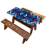 Blue And Red Aztec Pattern Print Picnic Table Cover
