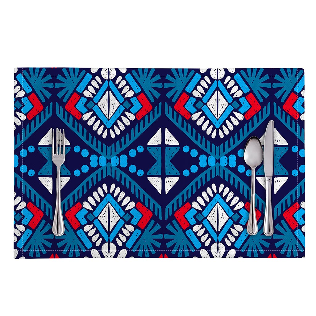 Blue And Red Aztec Pattern Print Placemat