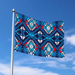 Blue And Red Aztec Pattern Print Polyester Flag