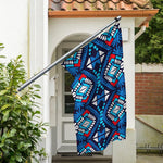 Blue And Red Aztec Pattern Print Polyester Flag