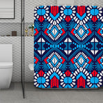 Blue And Red Aztec Pattern Print Polyester Shower Curtain