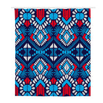Blue And Red Aztec Pattern Print Polyester Shower Curtain