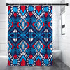 Blue And Red Aztec Pattern Print Premium Shower Curtain