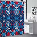 Blue And Red Aztec Pattern Print Premium Shower Curtain