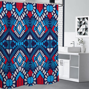 Blue And Red Aztec Pattern Print Premium Shower Curtain