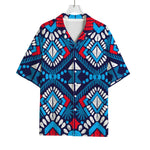 Blue And Red Aztec Pattern Print Rayon Hawaiian Shirt