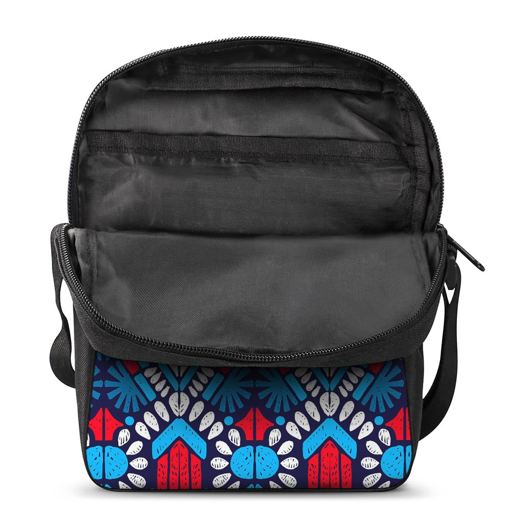 Blue And Red Aztec Pattern Print Rectangular Crossbody Bag