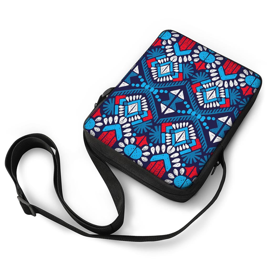Blue And Red Aztec Pattern Print Rectangular Crossbody Bag