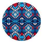 Blue And Red Aztec Pattern Print Round Blanket