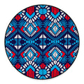 Blue And Red Aztec Pattern Print Round Floor Mat