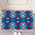 Blue And Red Aztec Pattern Print Rubber Doormat
