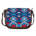Blue And Red Aztec Pattern Print Saddle Bag