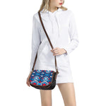 Blue And Red Aztec Pattern Print Saddle Bag