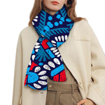 Blue And Red Aztec Pattern Print Scarf