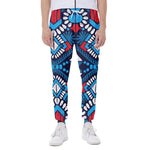 Blue And Red Aztec Pattern Print Scuba Joggers