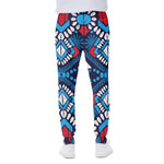 Blue And Red Aztec Pattern Print Scuba Joggers