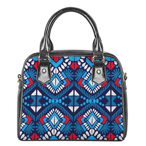 Blue And Red Aztec Pattern Print Shoulder Handbag