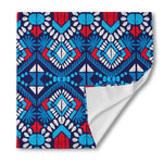 Blue And Red Aztec Pattern Print Silk Bandana
