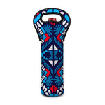 Blue And Red Aztec Pattern Print Single Neoprene Wine Tote