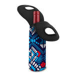 Blue And Red Aztec Pattern Print Single Neoprene Wine Tote