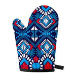 Blue And Red Aztec Pattern Print Single Oven Mitt