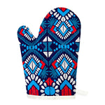 Blue And Red Aztec Pattern Print Single Oven Mitt