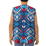 Blue And Red Aztec Pattern Print Sleeveless Baseball Jersey