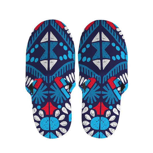 Blue And Red Aztec Pattern Print Slippers