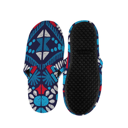 Blue And Red Aztec Pattern Print Slippers