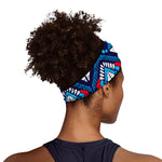 Blue And Red Aztec Pattern Print Sports Headband
