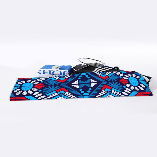 Blue And Red Aztec Pattern Print Sports Towel