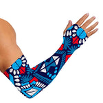 Blue And Red Aztec Pattern Print Sun Protection Arm Sleeves